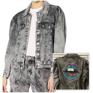 UPCYCLED KENDALL + KYLIE Women's Puff Sleeve Denim Jacket